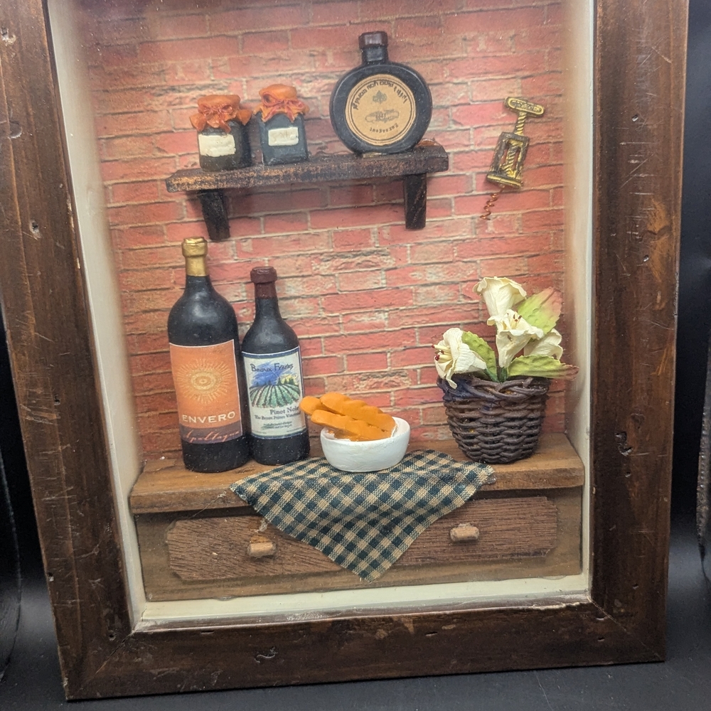 Rustic Wine Cellar Shadow Box Wall Hanging Picture